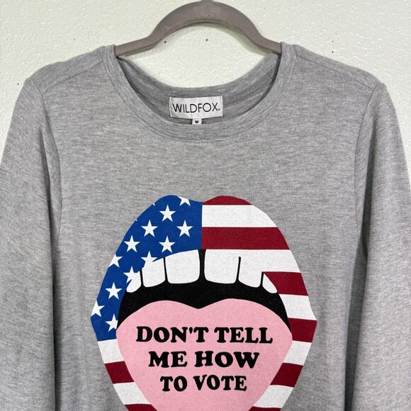 Wildfox Sweatshirt Women Medium Republican Democrat Vote Election Mouth Tongue - Picture 5 of 10
